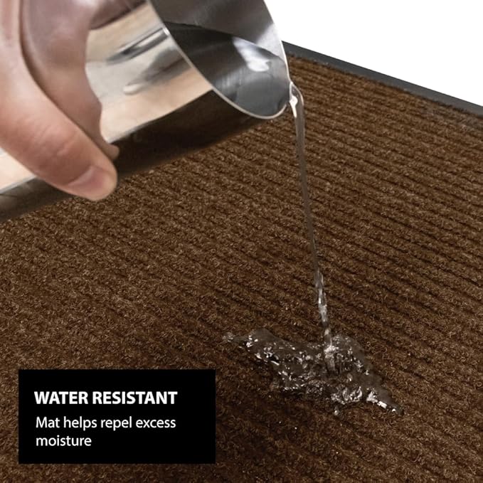 UNIMAT Tra c Guard Door Mat, 4´x 6´, Heavy Duty Waterproof Doormat, Stain and Fade Resistant Welcome Mats, Durable Rubber Backing, Low Pro le Entryway Rug, Shoe and Boot Scraper, Brown