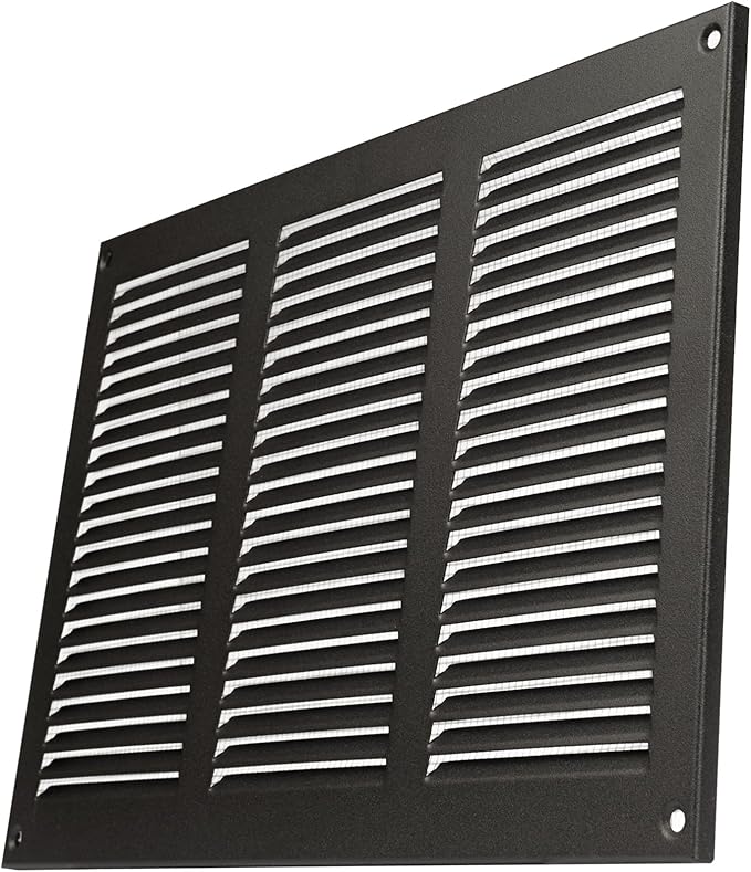 Repa Market 12x8 Inch Air Vent Cover/Anthracite Galvanized Steel Louvered Grill Cover with Mesh Screen/Wall or Ceiling Vent/Durable Flush Mount HVAC Register for Indoor and Outdoor Ventilation