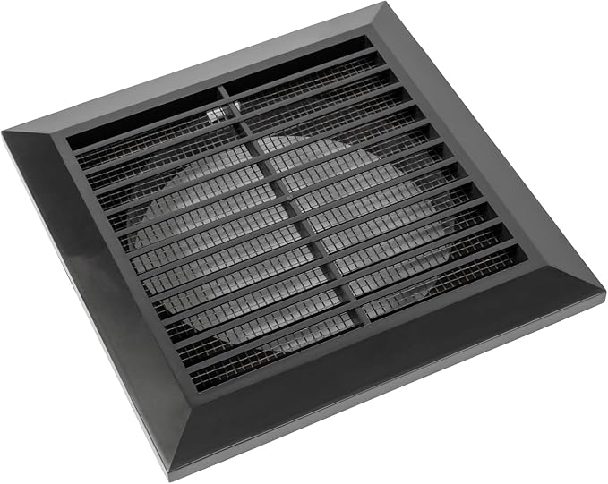 Black 5'' Inch Ventilation Grille - Inside/Outside use - (Flange 4.9''Ø/Cover 6.7''x6.7'') - Air Vent Louver - Exhaust Hood - Available 3 Sizes / 4 Colors.