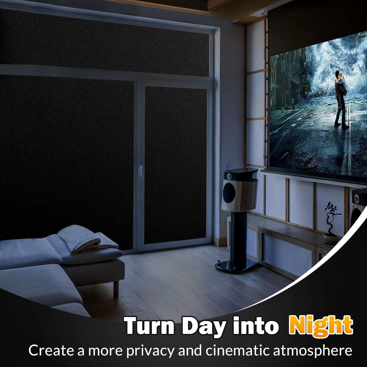 rabbitgoo Blackout Window Film, Sun Heat Blocking Privacy Cover for Glass, Removable Opaque Room Darkening Dark Black Out Window Covers Tint Shades for Home Day Sleep Light Blocker 11.8 x 78.7 Inches