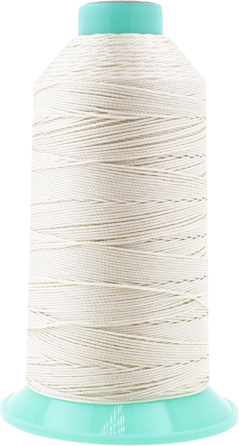Mandala Crafts Bonded Nylon Thread Off White Heavy Duty Sewing Threads - 415 YDs Size 346 210D T350 Tex 350 Thread for Leather Jeans Weaving Outdoor Marine Upholstery Threads