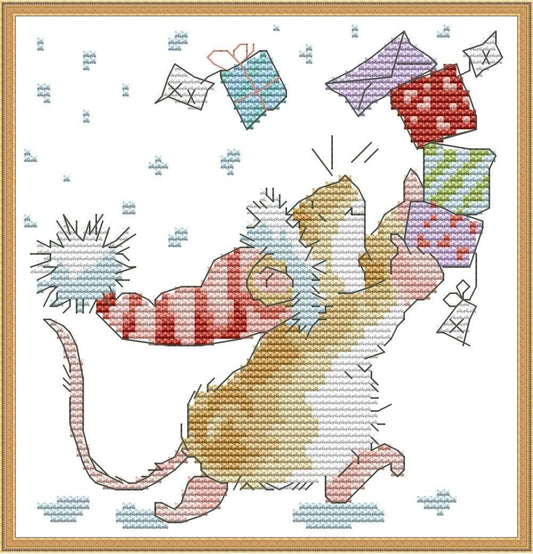 CROSSDECOR Stamped Cross Stitch Kits 11CT 9.5X9.5 inch Pre-Printed Cross-Stitching Starter Patterns for Beginner Kids or Adults, Embroidery Needlepoint Kits