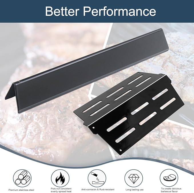 17.5"Flavorizer Bars and 13.26" Heat Deflectors for Weber Genesis 300 Series Grills with Front Control Knob, Genesis S310 S320 S330 E310 E320 E330,for Weber 7620 7621 (7620*5+7622*2, Porcelain Steel)