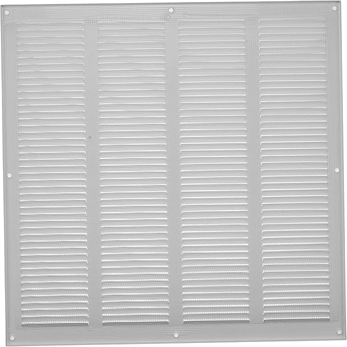 Repa Market Air Vent Cover 16x16 Inch (Outer Dimensions) White Galvanized Steel Louvered Grill Cover with Mesh Screen/Wall or Ceiling Vent/HVAC Register for Indoor and Outdoor Ventilation