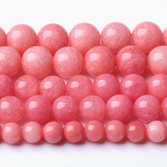 8MM Pink Rhodonite Jade Chalcedony Beads Natural Gemstone Beads Round Loose Beads for Jewelry and Bracelets Making 90pcs 2 Strands 32"