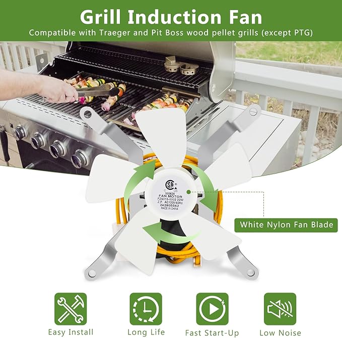 Wood Pellet Grill Parts Replacement for Traeger & Pit Boss, Auger Motor, Grill Induction Fan Kit, Fire Burn Pot, Hot Rod Ignitor with Fuse