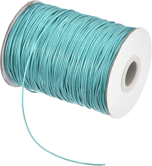 MECCANIXITY Waxed Cord 0.8mm Waxed Polyester Cord 175 Yard Wax String for Bracelet Making,Necklaces, Beading,Jewelry Making and DIY Crafts(Lake Blue)