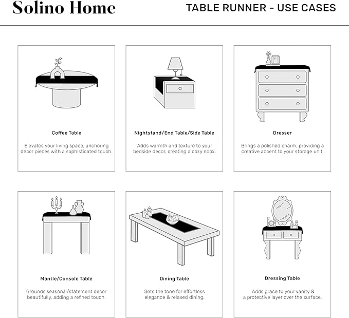 Solino Home Linen Checkered Table Runner 48 Inches - 100% Pure Linen Navy and White Buffalo Check Short Table Runner 14 x 48 Inch Ideal for Dresser and Coffee Tables - Winter