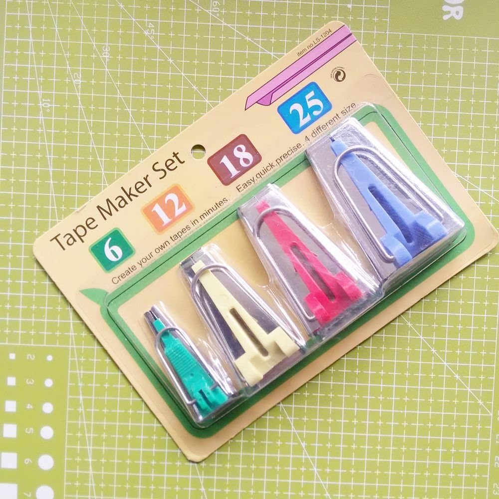 YICBOR Set of 4 Sizes Bias Tape Maker 6mm 12mm 18mm 25mm Fabric Sewing Quilting Bias Binding Maker