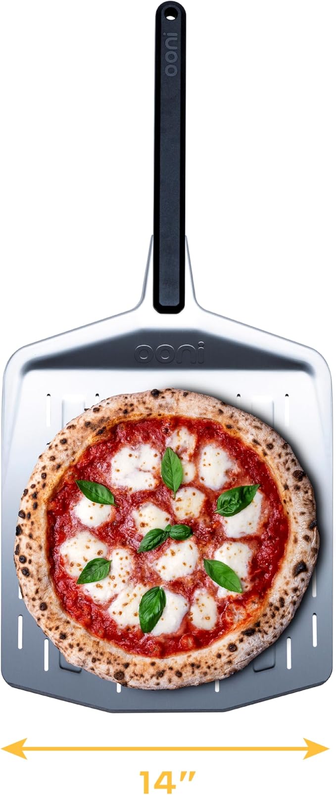 ooni 14” Perforated Pizza Peel – Long Handle Perforated Aluminium Pizza Paddle – Lightweight Pizza Turning Peel Outdoor Pizza Oven Accessories