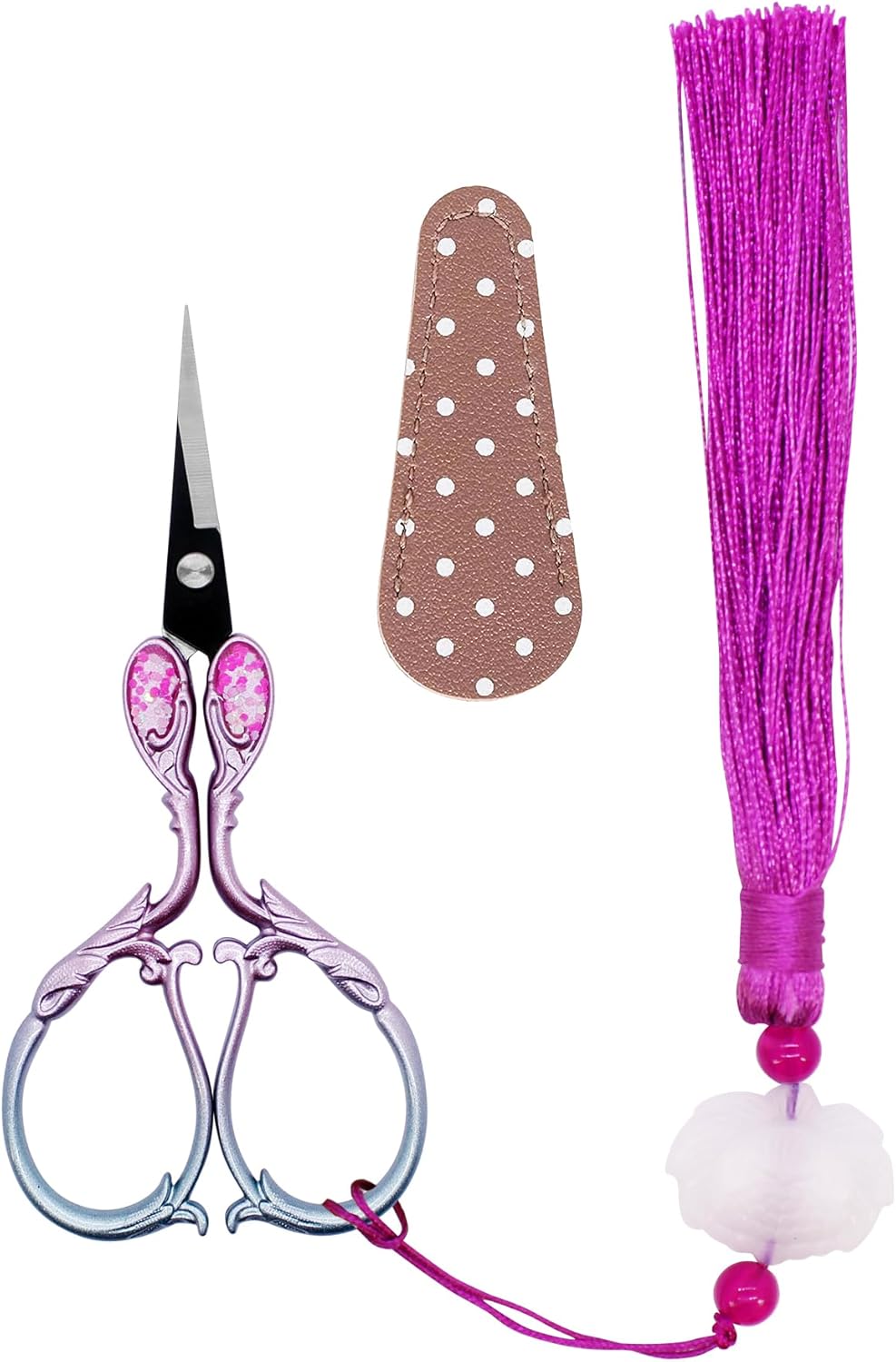 BIHRTC Cross Stitch Scissors Sharp Stainless Steel Dressmaker Scissor with Cover Tassel Vintage Needlework Shears for Embroidery Sewing Machine Needlework Beading DIY Threading