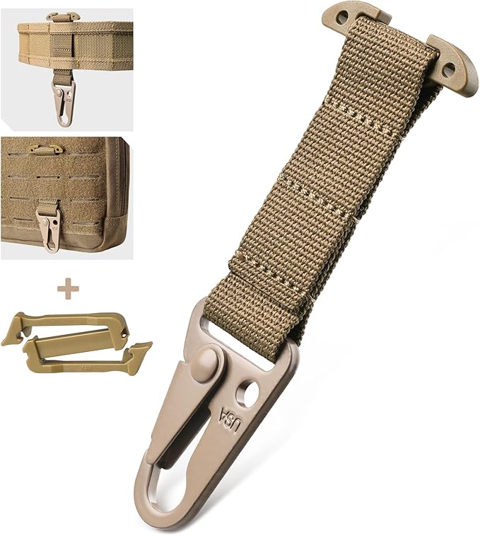LIVANS Molle Belt Clip Key Holder Tactical Battle Belt Plate Carrier Vest Attachment Clip for Hanging Keys or Gloves, Universal Fit Molle Accessories Clip |T-Mount Clash Hook, Include Z-Buckle
