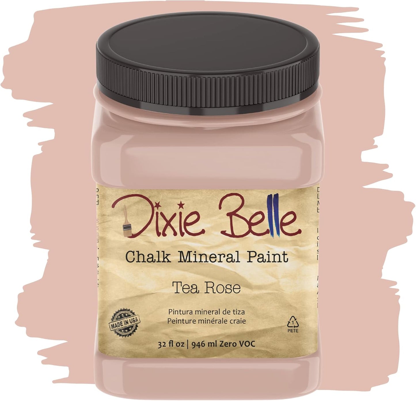 Dixie Belle Paint Company Chalk Finish Furniture Paint - Tea Rose (32oz) - Matte Muted Mauve Chic Chalk Mineral DIY Furniture Paint