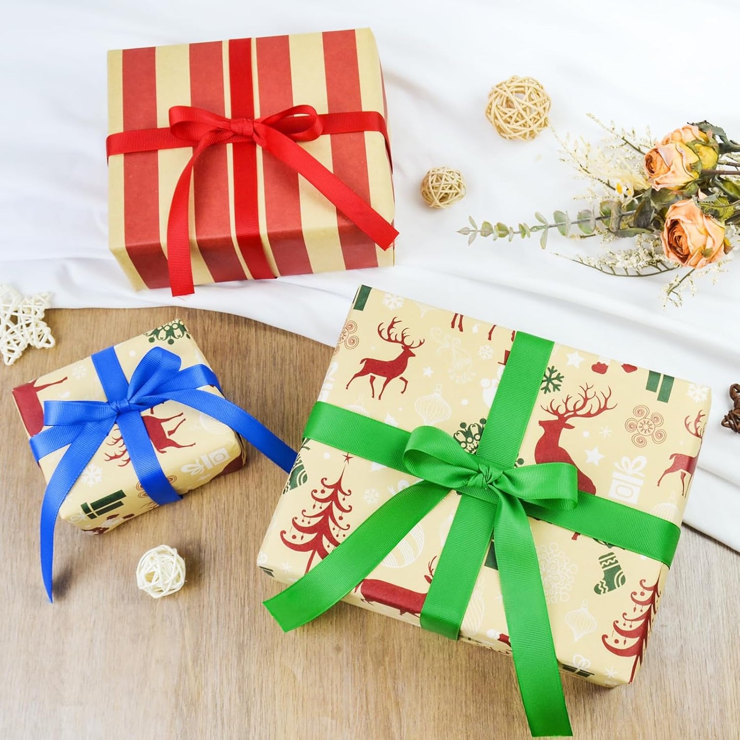 100 Yards 1 inch Grosgrain Ribbon, Solid Color Fabric Ribbon Perfect for Gift Wrapping, Wedding, Handmade Bows, Floral Bouquets and Party Decoration(White)