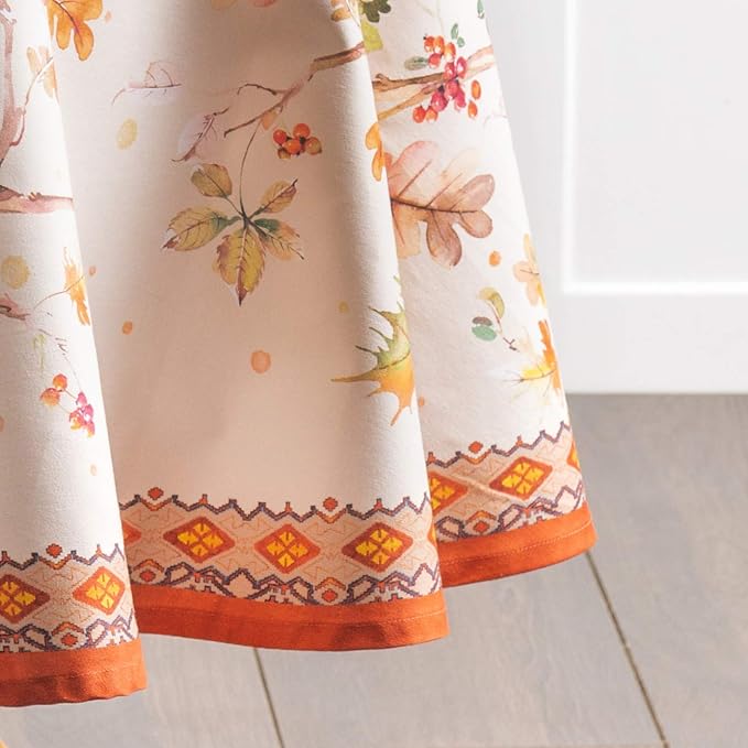 Maison d' Hermine Table Cloth Round Table 100% Cotton 69 Inches Fall Tablecloth Reusable Everyday Use for Thanksgiving Christmas Decorations Dining Farmhouse Party (Kelim - Prairie)