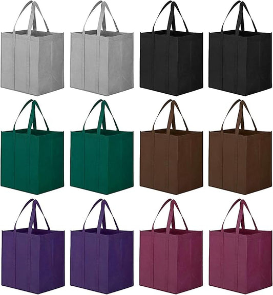 WISELIFE Reusable Grocery Shopping Bags 10 Pack Large Foldable Tote Bags Bulk Eco Produce Bags with Long Handle