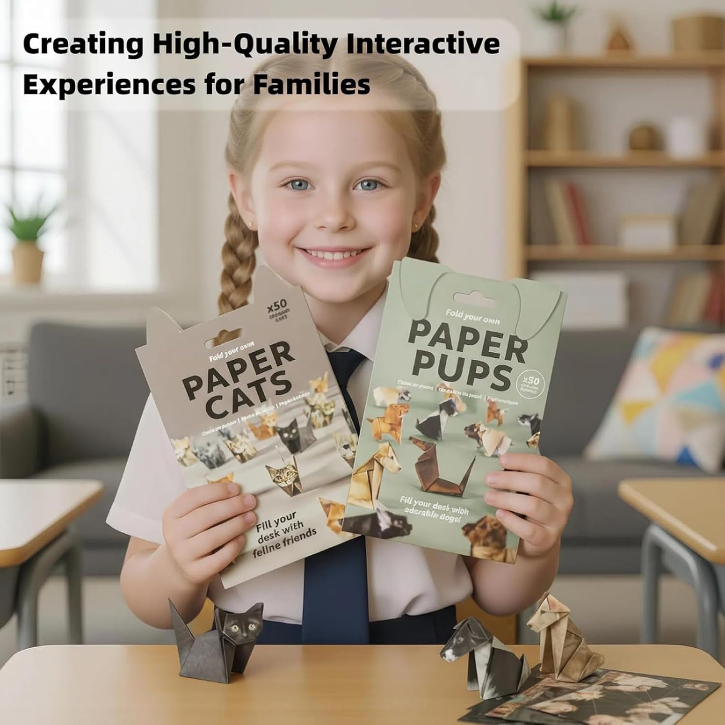 DIY Origami Paper Cats - 50 Sheets DIY Origami Paper to Fold Cute Cat Figures, Fun Craft Activity for Adults & Kids, Desk Decoration & Gift for Cat Lovers（cat）