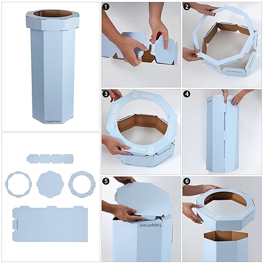 Eyely MPH1301C-SET2 Sal 25-Gallon Disposable Corrugated Cardboard Event Trash Can and Recycling Bin for BBQs, Beach, Parties & Events & Outdoor Activities, Bridal Ivory (Set of 2)