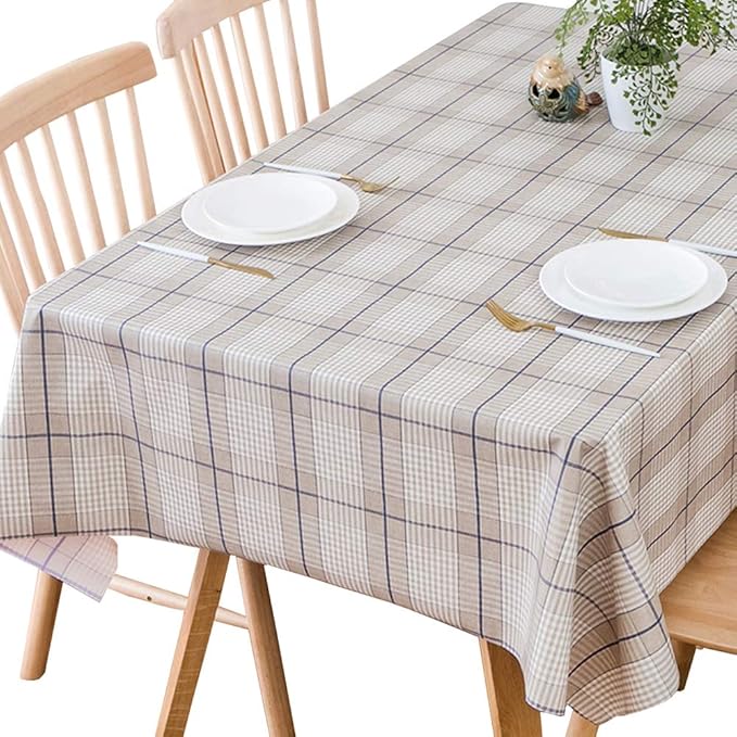 TruDelve Heavy Duty Vinyl Table Cloth for Kitchen Dining Tables Wipeable PVC Tablecloth for Rectangle Table (54'' x 108'', Lattice-3)