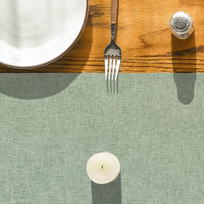 Artoid Mode Sage Green Table Runner, Seasonal Spring Summer Washable Kitchen Dining Table Decoration for Home Party Decor 13x90 Inch