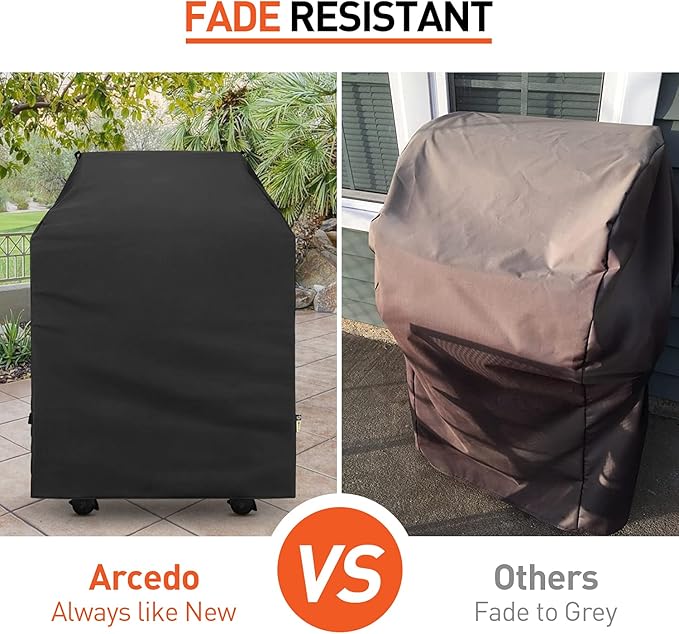 Arcedo Outdoor Grill Cover 32 Inch, Heavy Duty Waterproof 2 Burner Gas BBQ Small Grill Covers Compatible with Char Broil Weber Brinkmann Holland, Black
