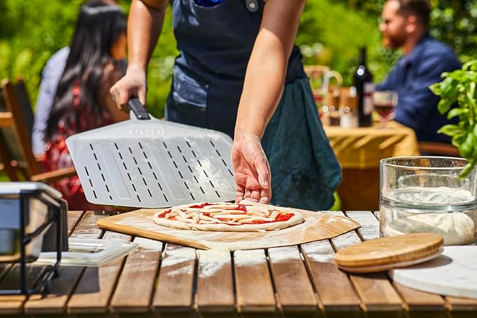 ooni 12” Perforated Pizza Peel – Aluminum Metal Pizza Peel 12 Inch, Pizza Spatula Paddle, Lightweight Pizza Turning Peel with Long Handle, Pizza Oven Accessories, Pizza Tools, Rectangle Pizza Turner
