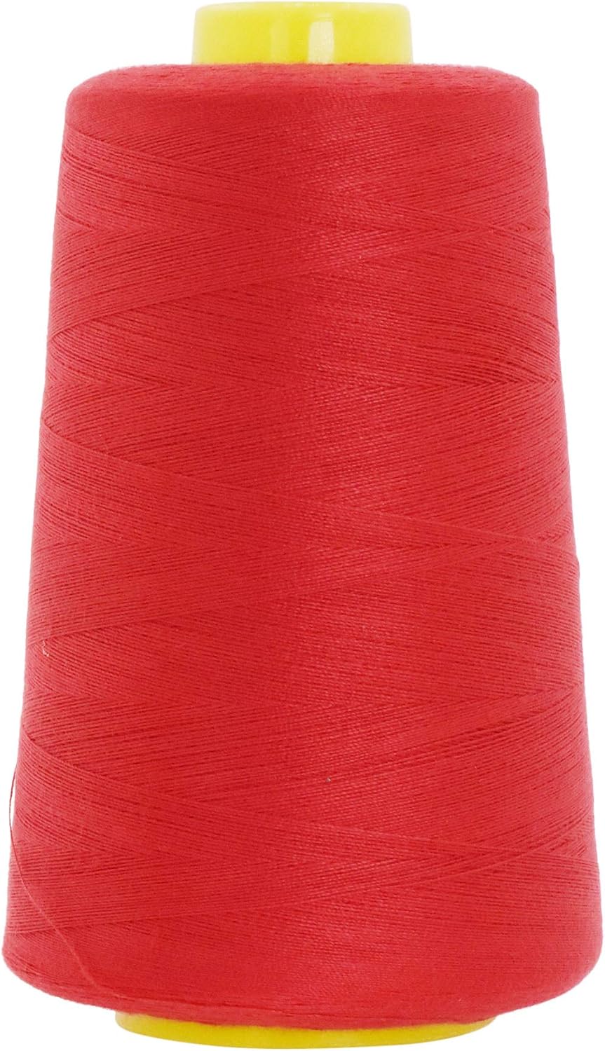 Mandala Crafts 4 Pack of Serger Threads Cones Spools - 40S/2 24000 Yards Polyester Red Threads for Sergers Machine and Overlock Quilting Sewing Machine
