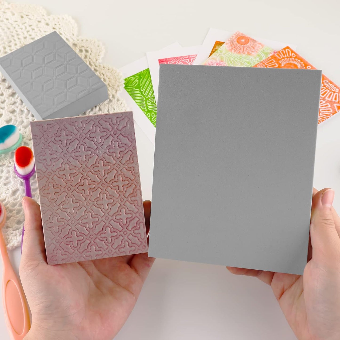 BAOFALI 12 Pcs Stamping Foam Grey Moldable Stamps Plastic Dry Pad Cut and Dry Block for Sculpture, Modeling, DIY Arts and Handicrafts Projects