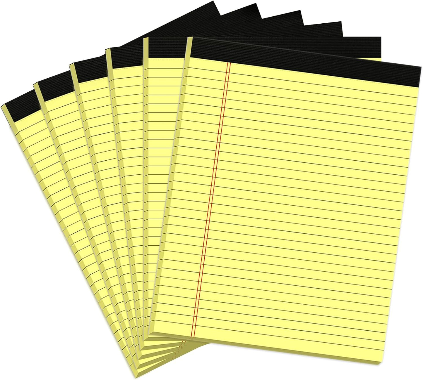 Legal Pads 8.5 x 11 Yellow Writing Pads Wide Ruled Note Pads 8.5 x 11 Lined Double-Sided Notepad for Home, School, Office Use, 80gsm Perforated Paper, Sturdy Cardboard Backing, 6 Pack (30 Sheets/Pad)