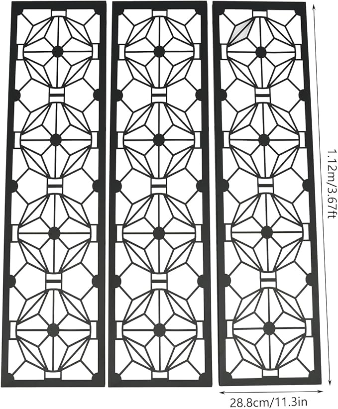 Metal Outdoor Divider 71x40'' Privacy Screens 6 Panels Privacy Fence with Stripe Pattern, Freestanding Decorative Privacy Screen for Patio Balcony Deck Garden Backyard (Model B)