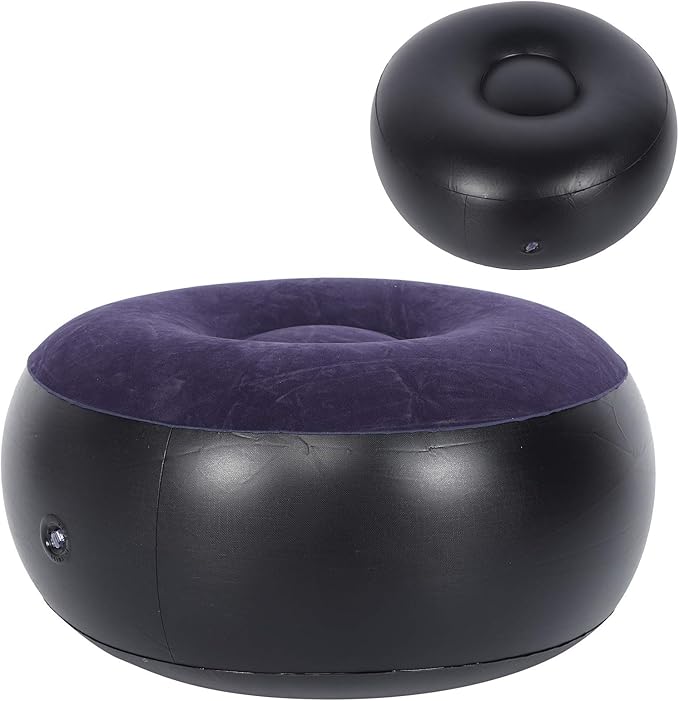 ANGGREK Inflatable Ottoman,Blow Up,Portable Outdoor Camping Chair Inflatable Flocking Stool Footrest for Home Office Travel