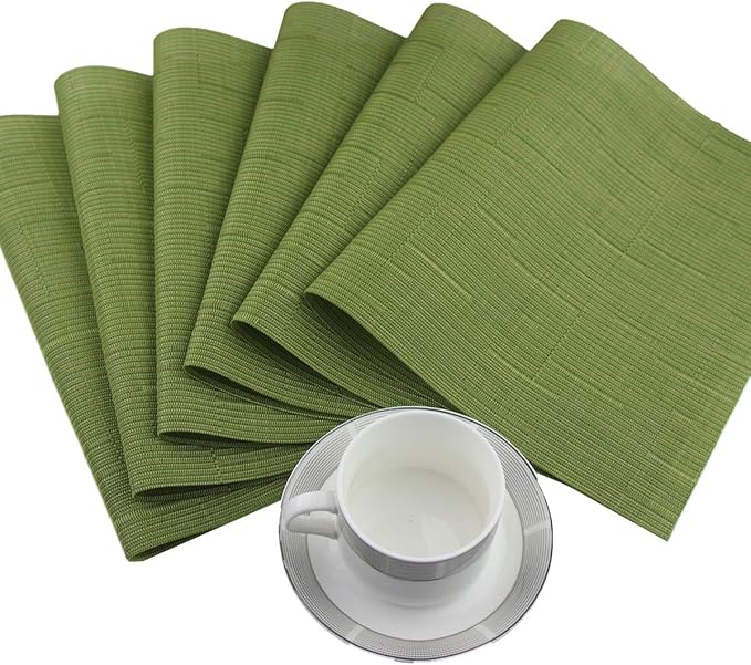 Plastic Placemats,Non Slip Washable Placemats for Dining Table Wipe Clean Table Mats Set of 6(Sage Green)