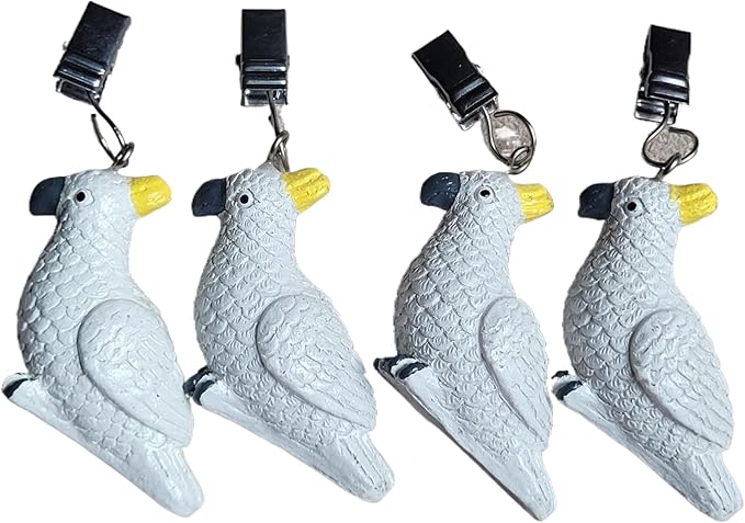 TwoFish Home Set of 4 White Parrot Resin Tablecloth Weights Clips White Parrot Handicraft Tablecloth Clamps Pack of 4