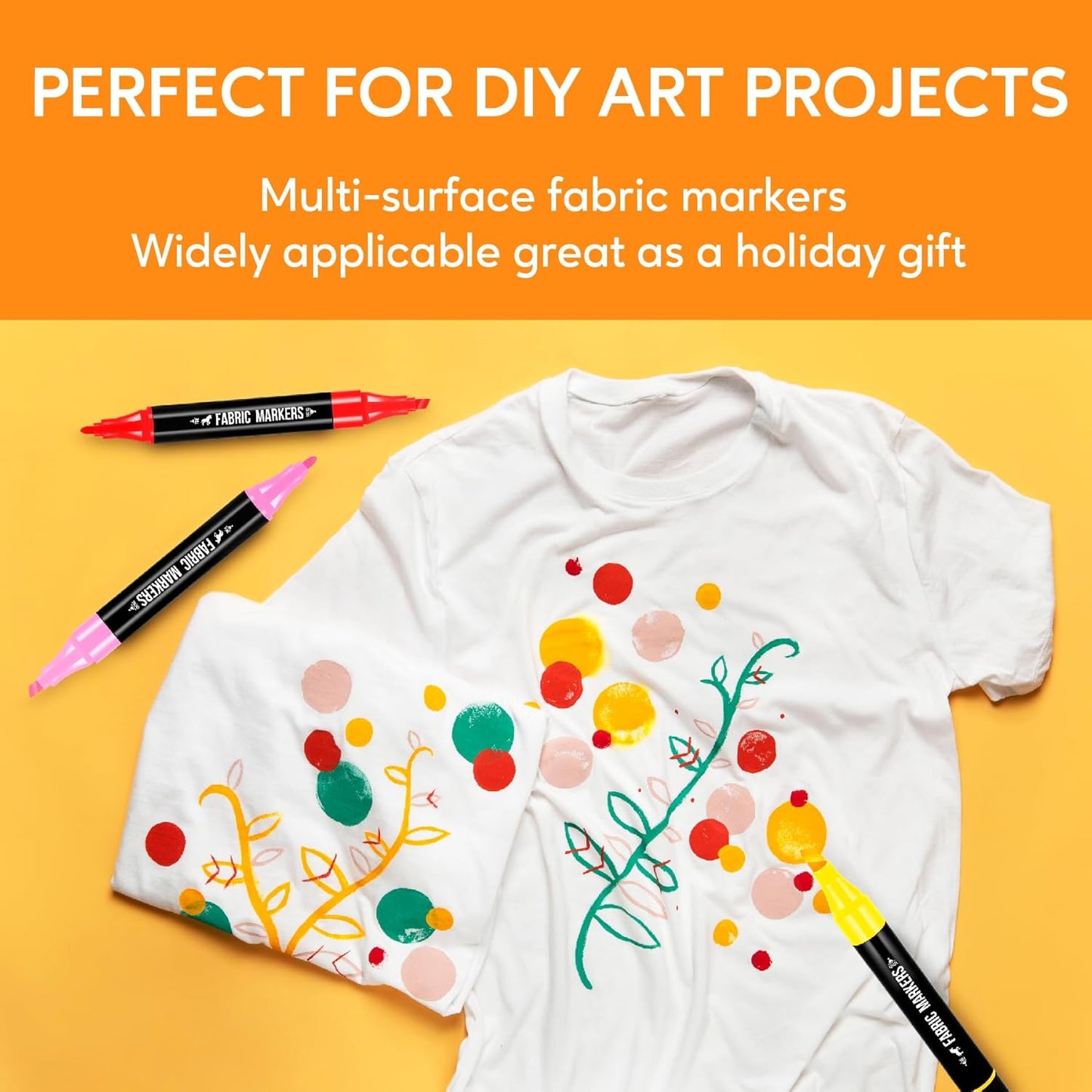 Fabric Markers Permanent for Clothes, 20 Colors Dual Tip with Fine and Chisel Tips Paint Pens for Clothing Canvas Tote Bags T-Shirt and Shoes, Non Toxic Ink for Kids and Adults