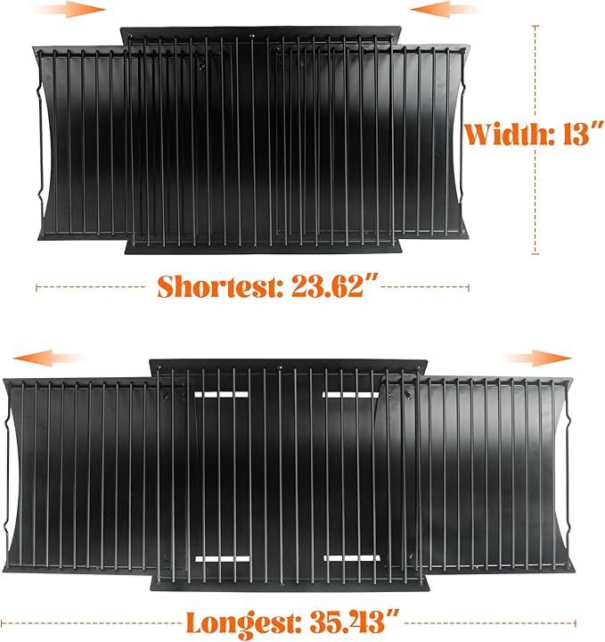 Adjustable Ash Pan for Chargriller Charbroil Grill Charcoal Tray Metal Ash Drip Trays Catcher 23.62" to 35.43" 1224 1324 2121 Fire Grate for Oklahoma Joe Royal Gourmet Replacement Parts