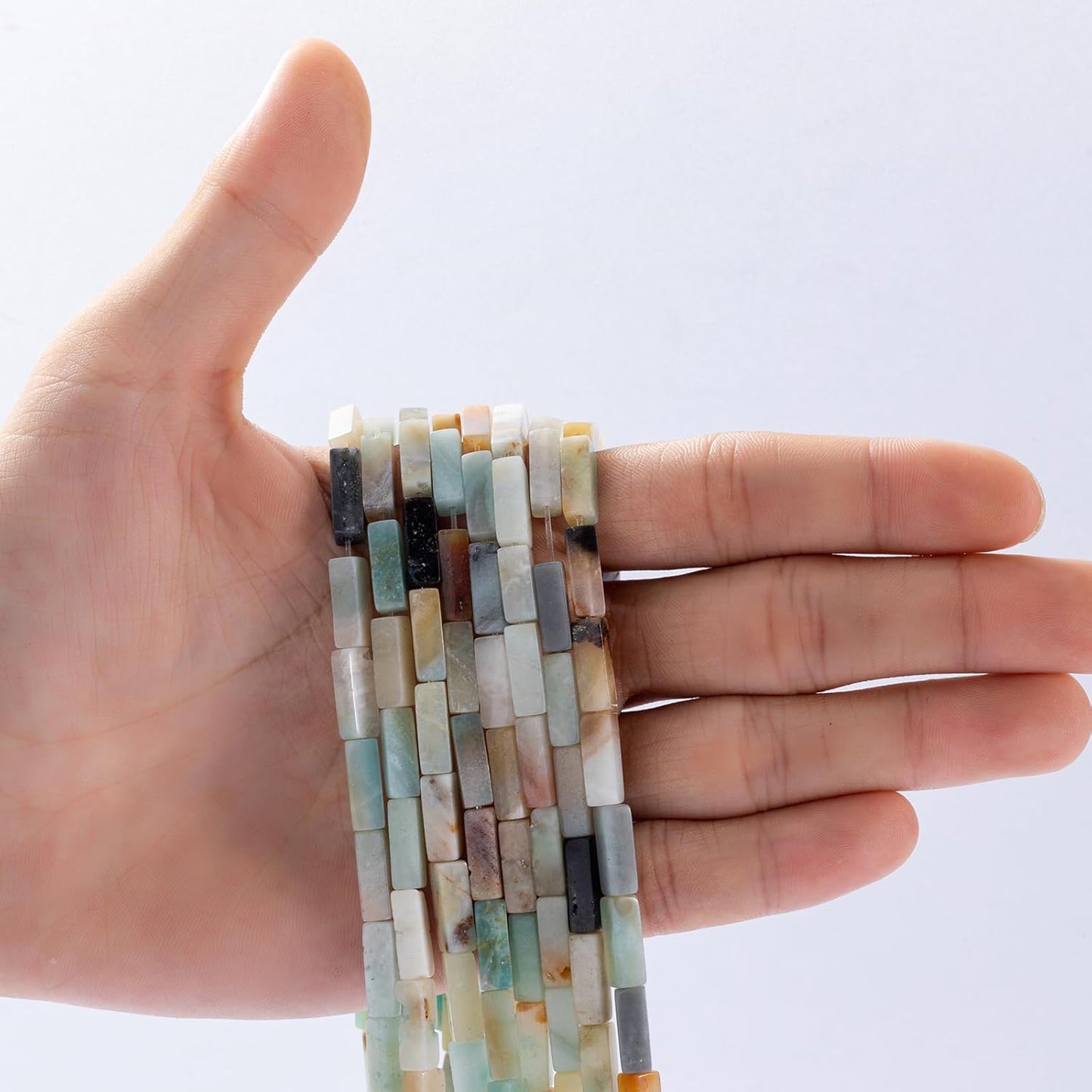 Natural Amazonite Rectangle Tube Beads 4x13mm 38cm/str Loose Semi Gemstone Stone Beads for Making Bracelets Necklace Earrings