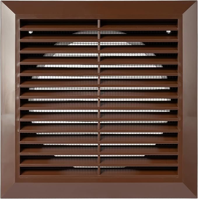 Brown 6" Inch Ventilation Grille - Inside/Outside use - (Flange 5.9"Ø/Cover 8"x8") - Air Vent Louver - Exhaust Hood - Available 3 Sizes / 4 Colors.