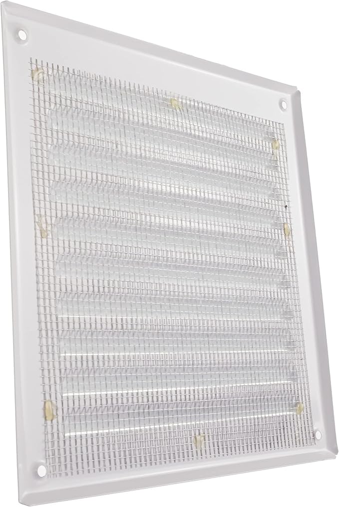 Vent Systems - 6 x 6 Inch (Inner) Pack of 2 White Metal Square Soffit Air Vent Grille Cover, Register Vent Deflector Louver Built-in Mesh HVAC for Bathroom Home Office Kitchen 8" x 8" (Outer)