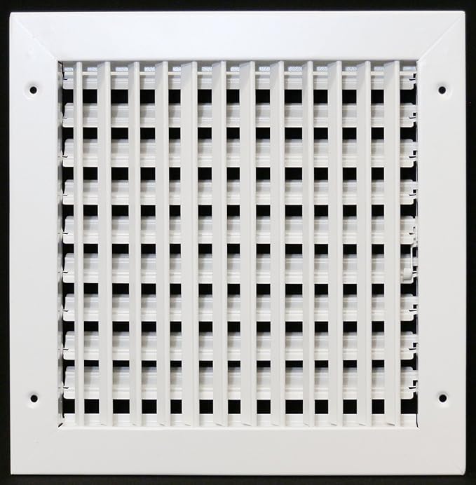 HVAC Premium 12" X 10" Adjustable AIR Supply Diffuser - HVAC Vent Cover Sidewall or Ceiling - Grille Register - High Airflow - White [Outer Dimensions: 13.75" w X 11.75" h]