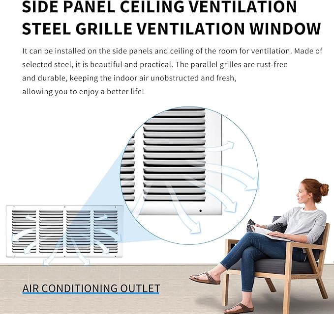 20x8 Return Air Grille(Duct Opening Size),Air Return Vent Cover,Flat Vent Cover,Rejillas De Aire Acondicionado para Casa,Return Air Grilles,Outer Dimensions:21.75"Wx9.75"H(20"W x 8"H, Duct Opening)