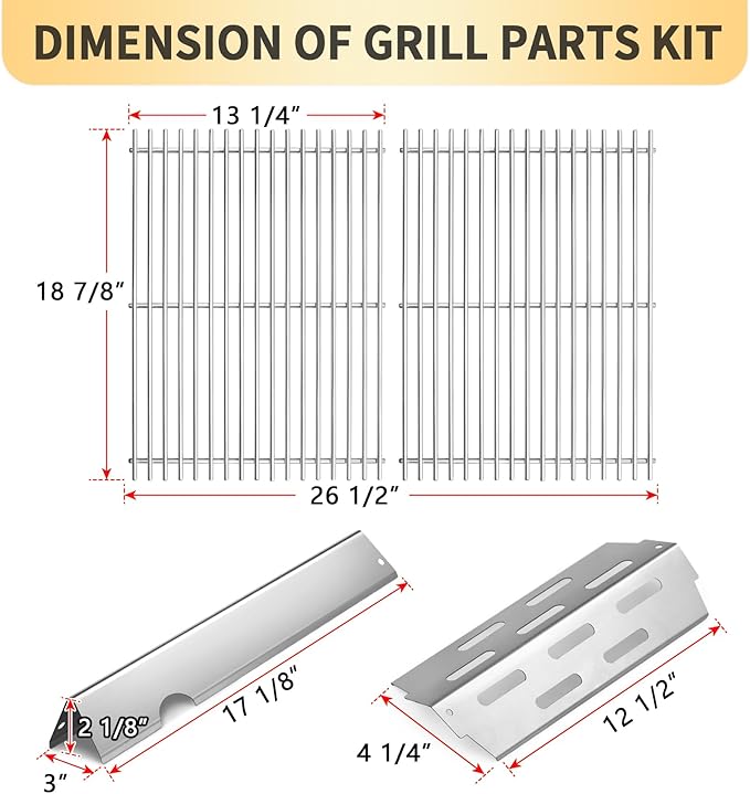 66095 Grill Grates 66032 Flavorizer Bars for Weber Genesis 2 Grill Parts 66795 Heat Deflector for Weber Genesis ii E-310 E-315 E-335 S-335 300 Series GS4 Replacement Parts, Stainless Steel