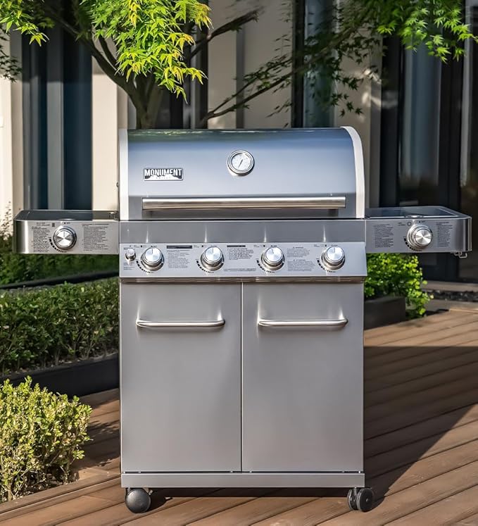 Monument Grills Larger 4-Burner Propane Gas Grills Stainless Steel with Cooking Grids(2 Items)