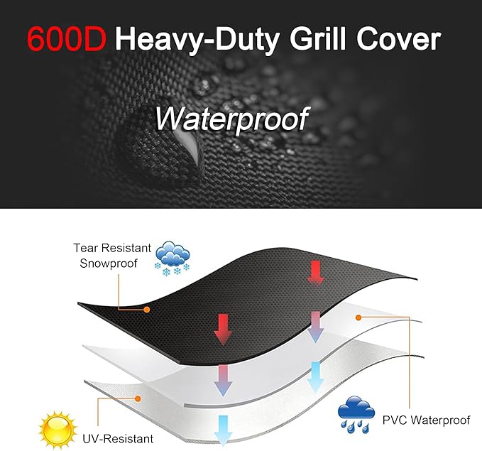 Grill Cover for Pit Boss Phoenix 376 Pellet, Heavy Duty 600D Waterproof for PitBoss Onyx Edition Phoenix Kettle Pellet Charcoal Grill Smoker Cover Accessories, Black