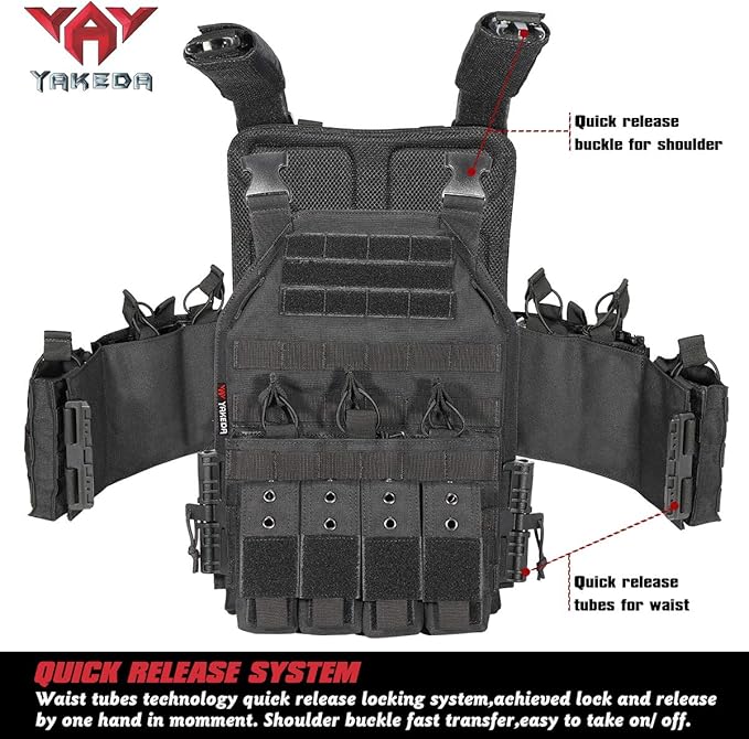 YAKEDA Quick Release Tactical Outdoor Vest for Adult