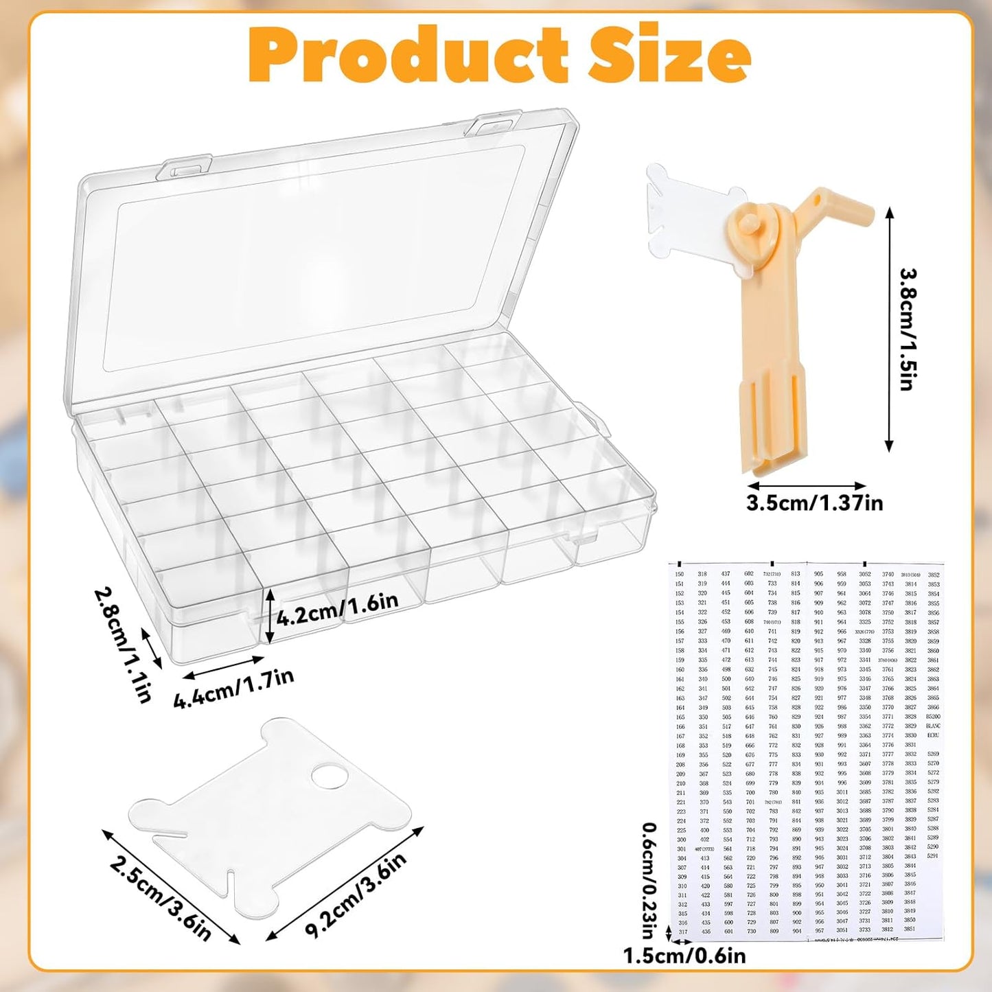 Prasacco Embroidery Floss Organizer 150 Bobbins 36 Compartment Storage Box with Bobbin Winder and Coding Stickers for Craft DIY Embroidery Cross Stitch Supplies