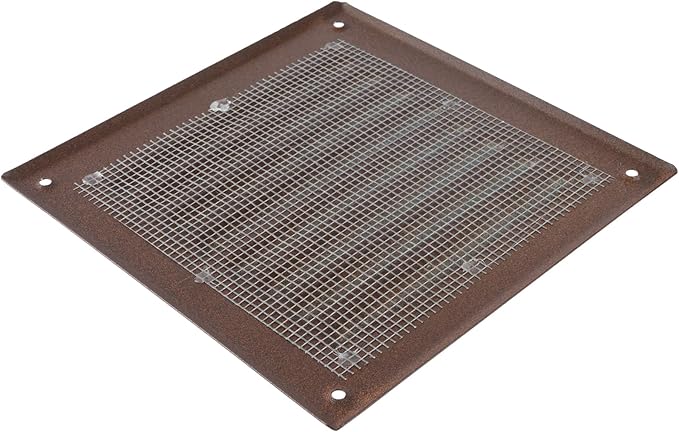 Square Ventilation Grille / 5" x 5" Inch Inside Measurement/Brown Metal Air Vent Louver - Inside/Outside use / 6.5" x 6.5" Inch Outer Measurement