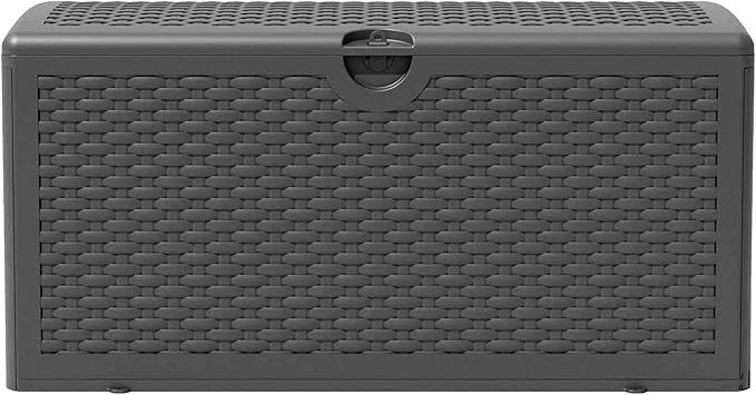 80 Gallon Pro Resin Deck Box, Waterproof Outdoor Storage Bin for Patio, Poolside, and Garden, Lockable & UV-Resistant, Black