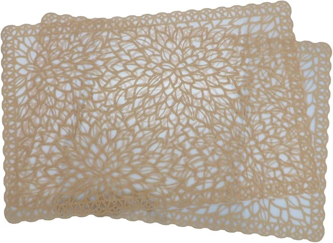 Gugrida Plastic Light Brown Placemats for Dining Table Tablemats Vinyl PVC Table Mats for Kitchen 6pcs