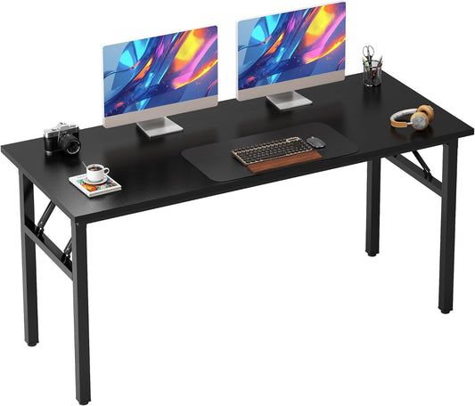 Need Folding Desk, 54 inch Large Computer Desk for Home Office, No Install Needed Study Student Writing Table Desk Workstation, Black