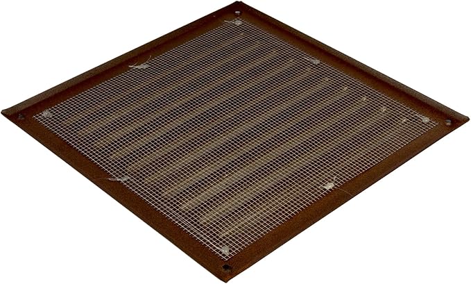 Square Ventilation Grille / 8" x 8" Inch Inside Measurement/Brown Metal Air Vent Louver - Inside/Outside use - / 10" x 10" Inch Outer Measurement